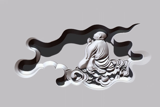 Buddha Head CNC carving statue  3D print model_9