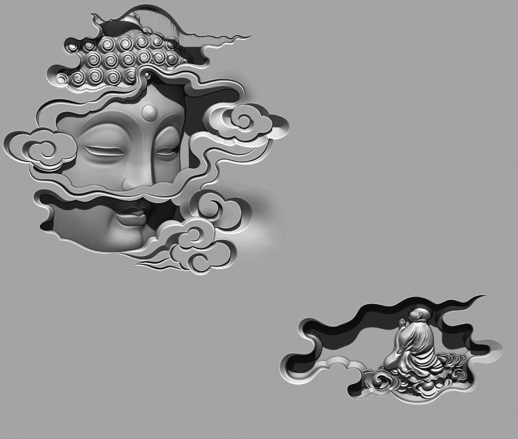 Buddha Head CNC carving statue  3D print model_1