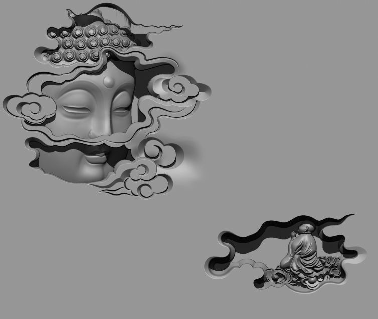 Buddha Head CNC carving statue  3D print model_2