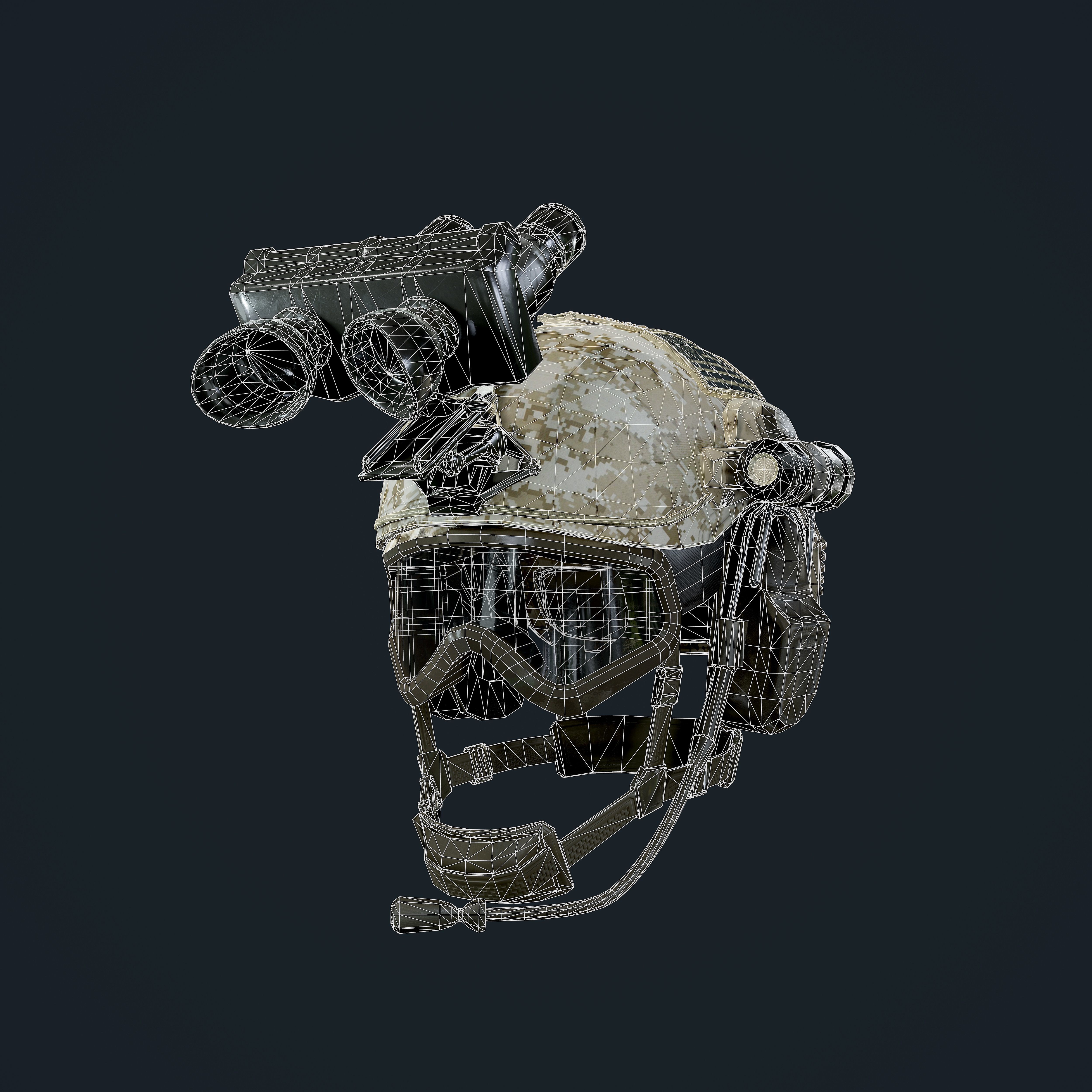 Military Helmet 02 Game Ready Low-poly 3D model_5