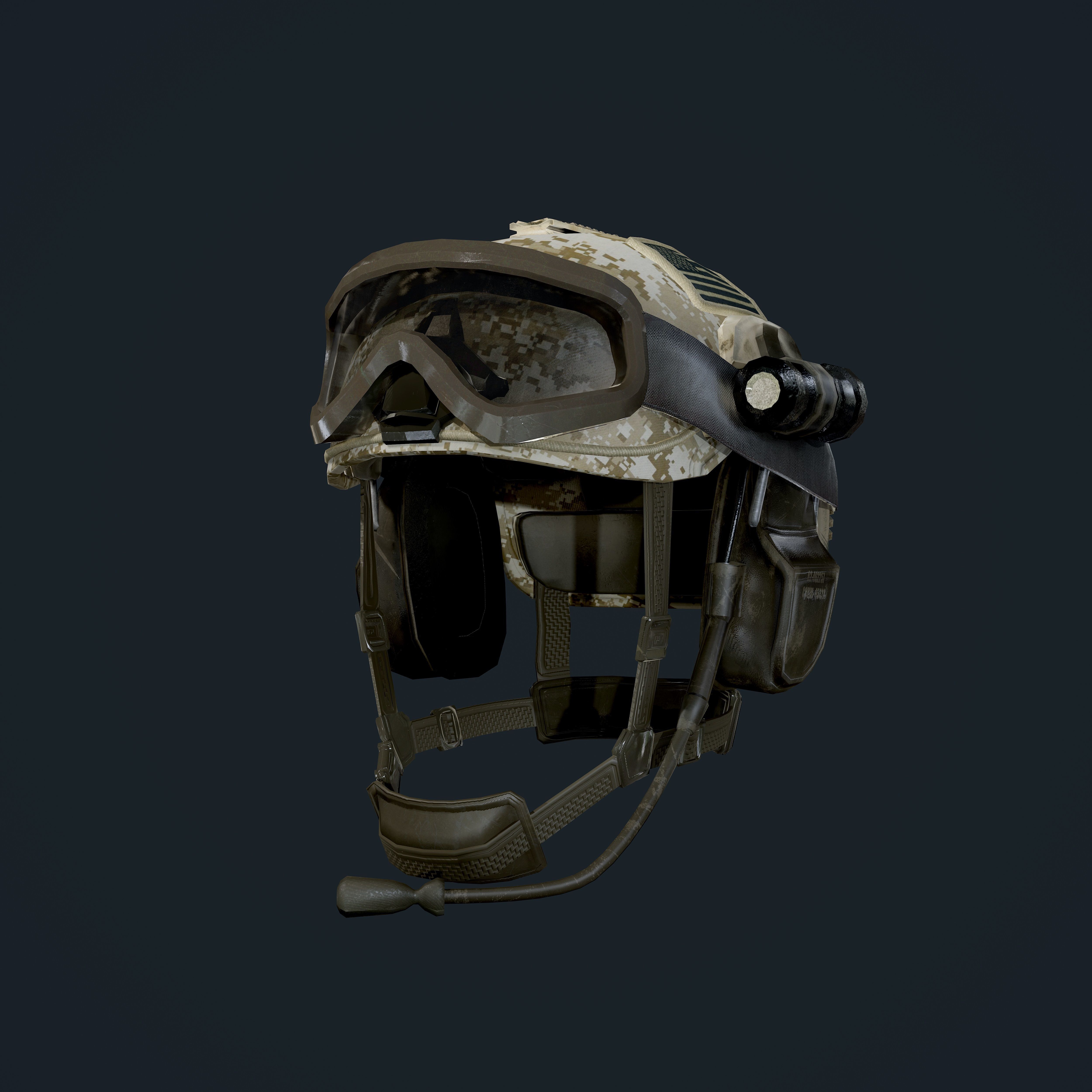 Military Helmet 02 Game Ready Low-poly 3D model_2