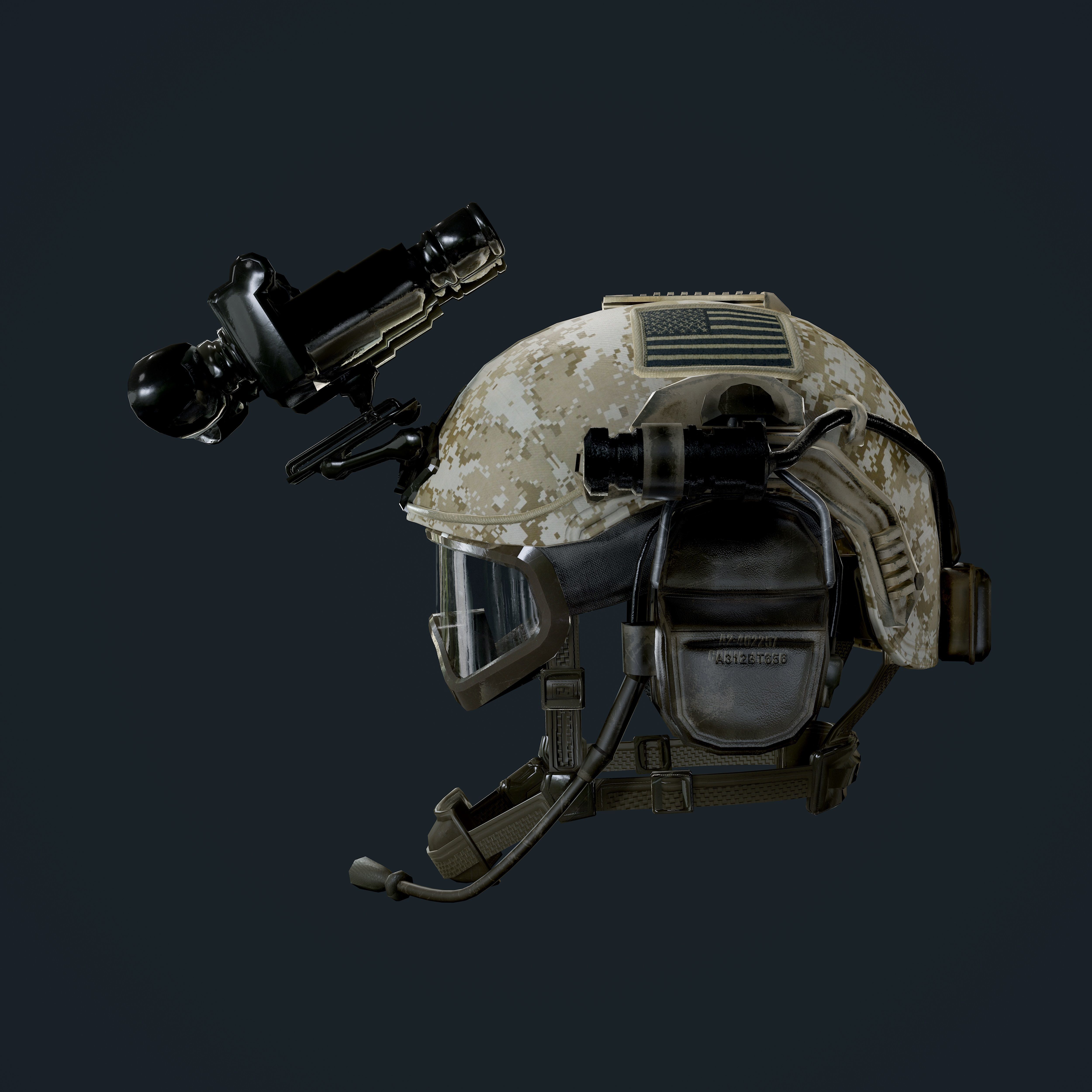 Military Helmet 02 Game Ready Low-poly 3D model_3