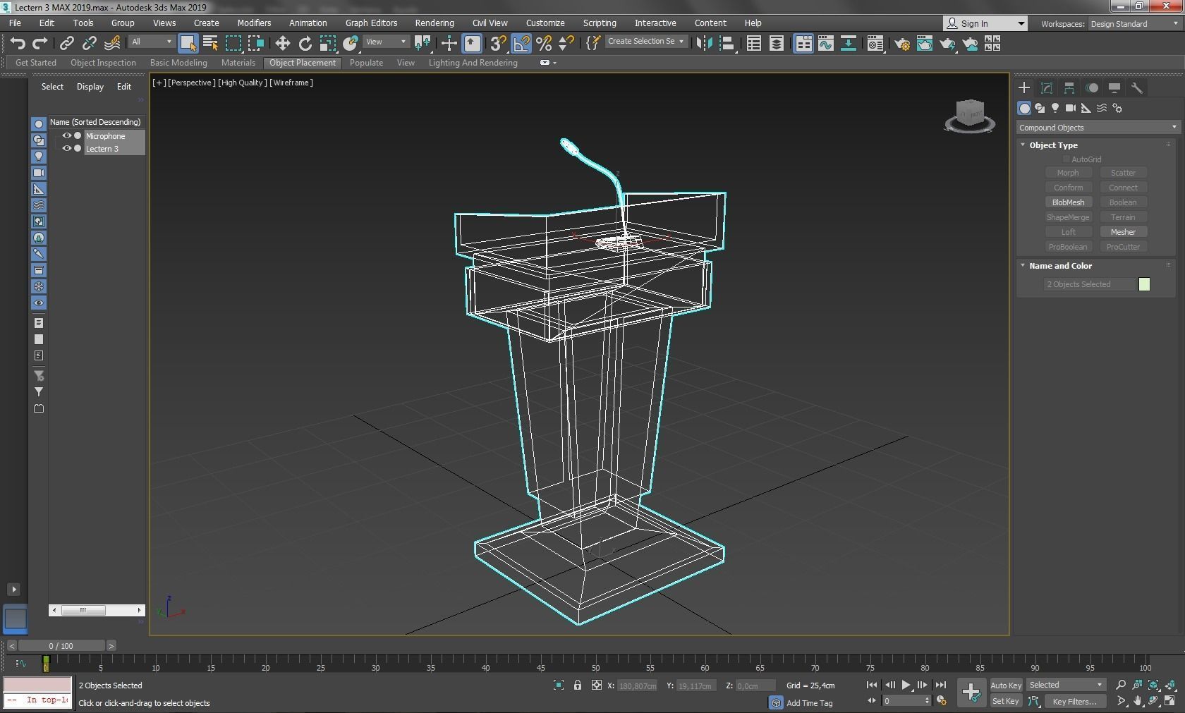 Podium 3 wooden with microphone Low-poly 3D model_11
