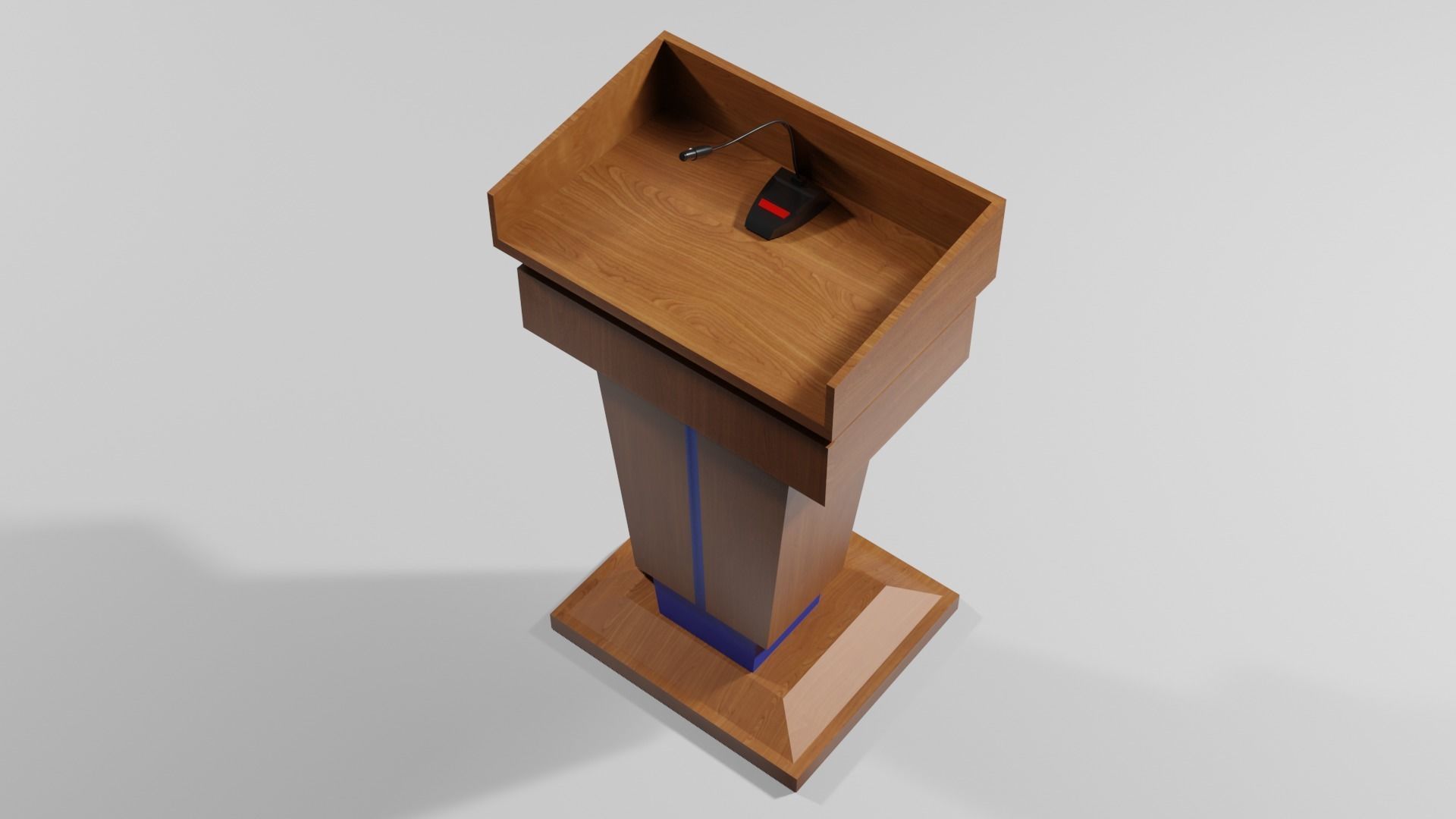 Podium 3 wooden with microphone Low-poly 3D model_2