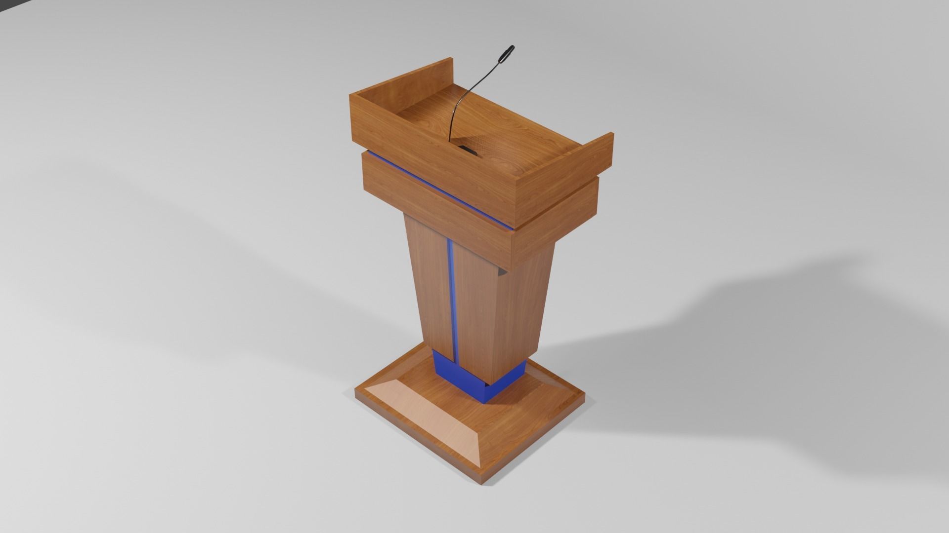 Podium 3 wooden with microphone Low-poly 3D model_5