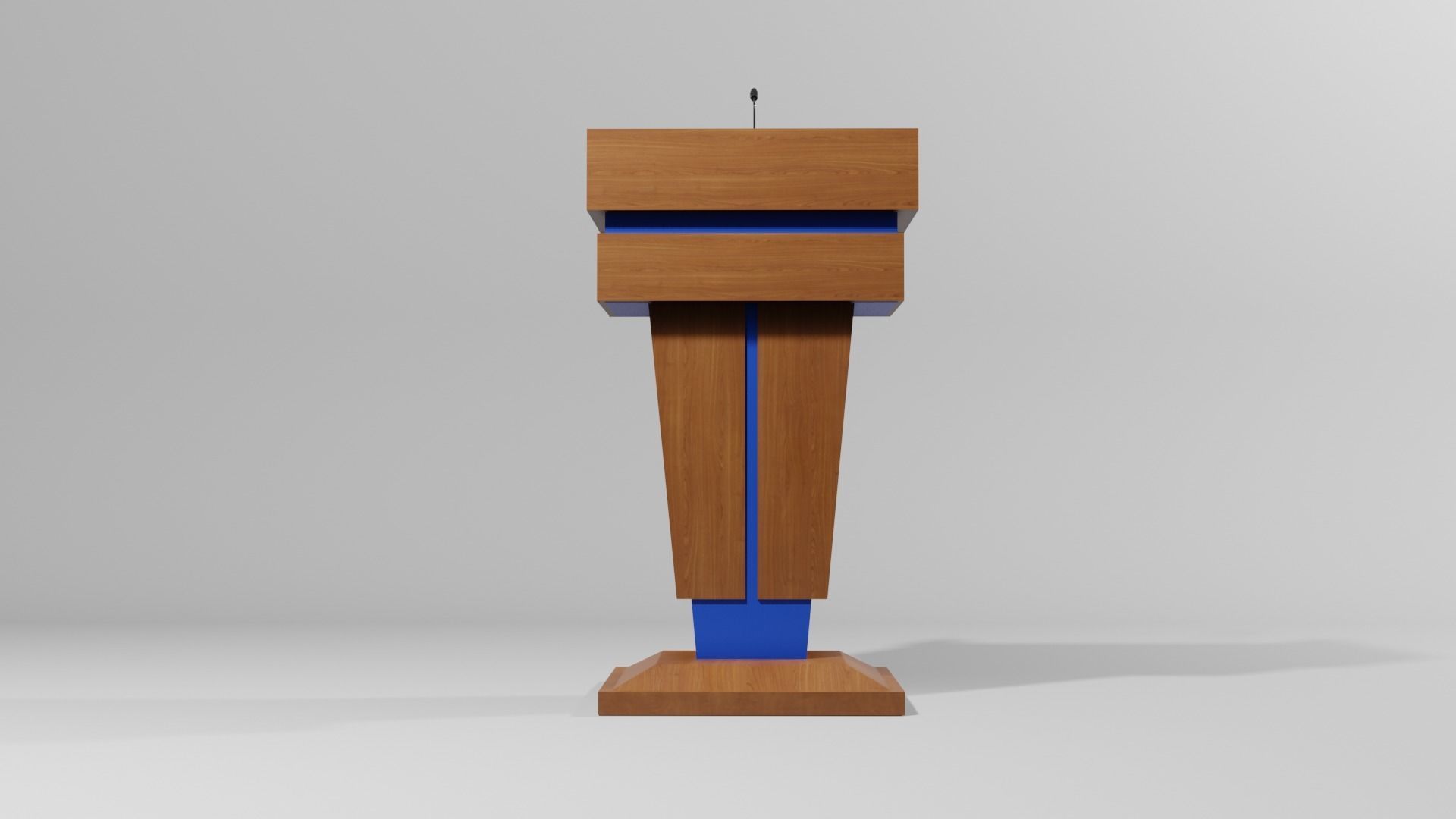 Podium 3 wooden with microphone Low-poly 3D model_3
