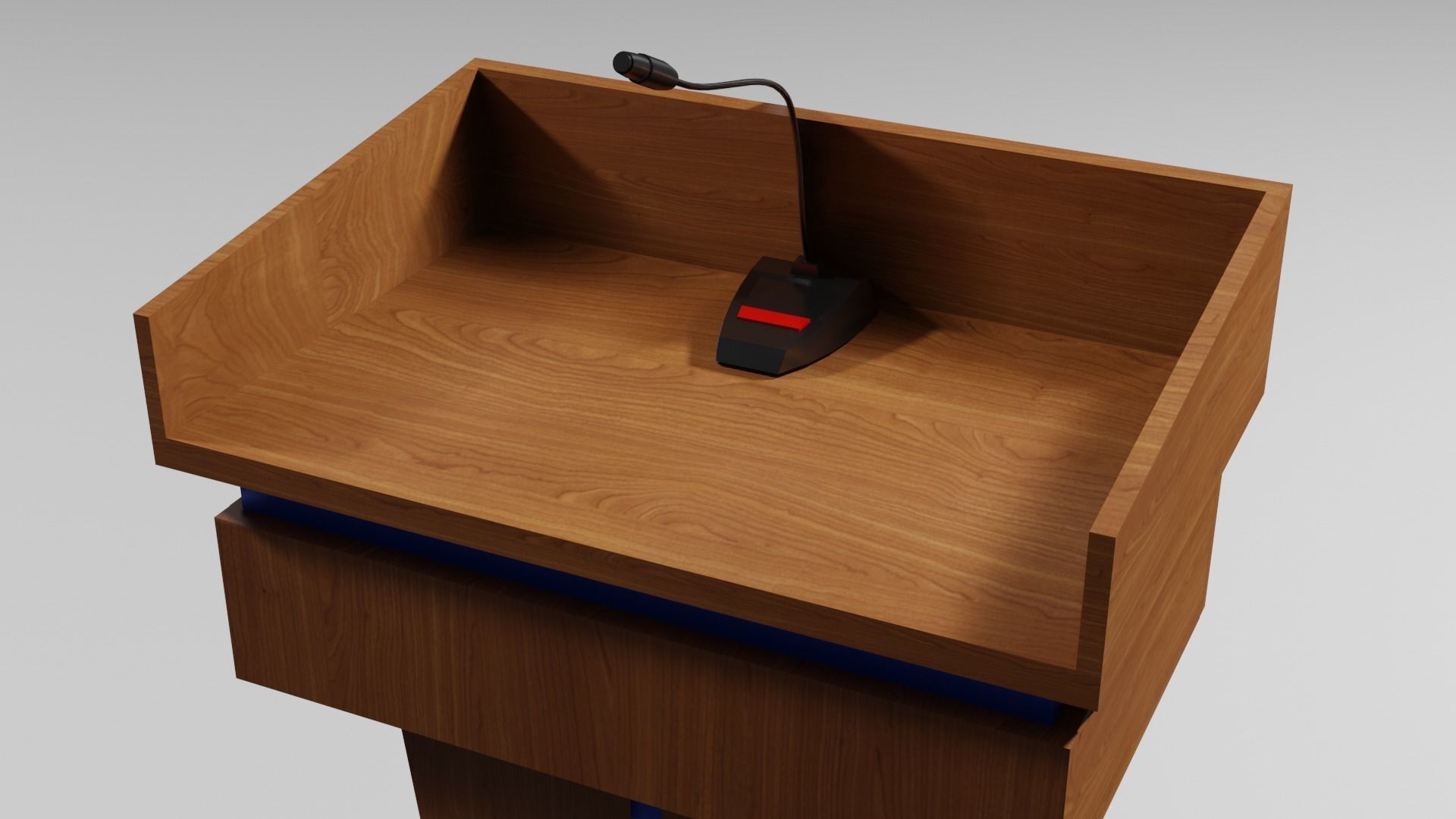 Podium 3 wooden with microphone Low-poly 3D model_8