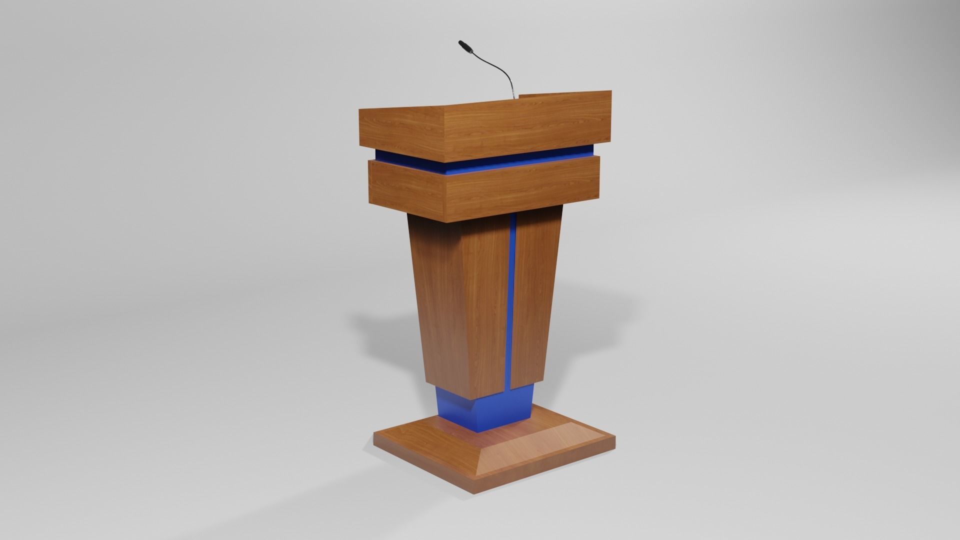 Podium 3 wooden with microphone Low-poly 3D model_1