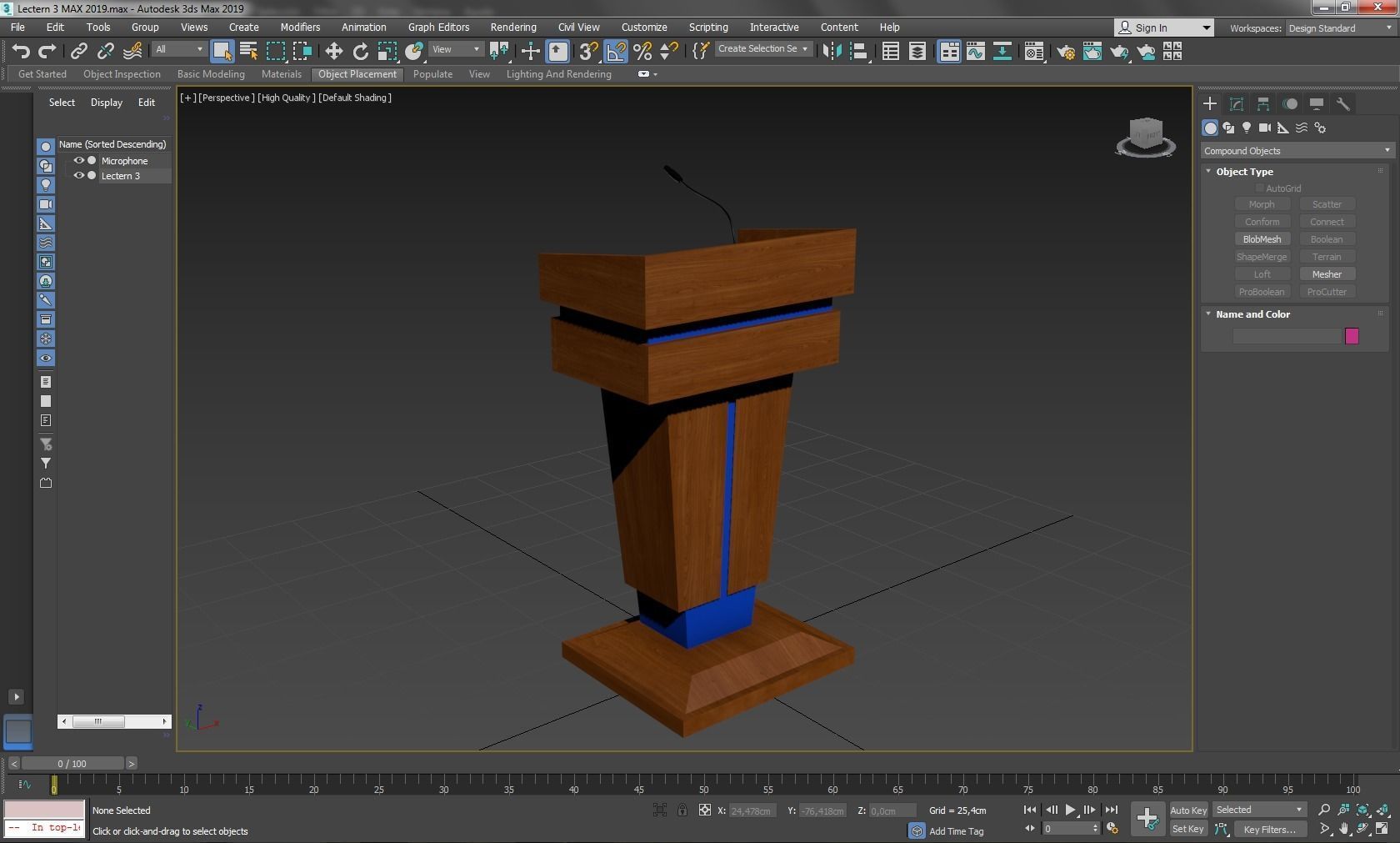 Podium 3 wooden with microphone Low-poly 3D model_9