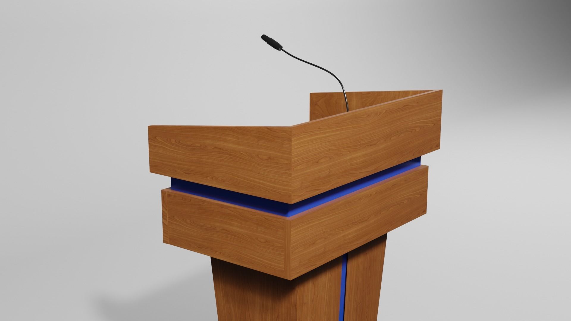 Podium 3 wooden with microphone Low-poly 3D model_6