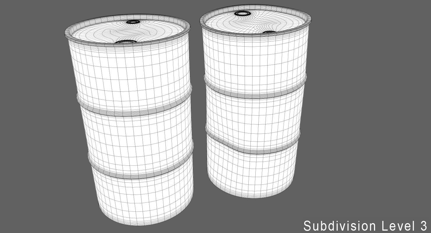 Oil Barrels Low-poly 3D model_5