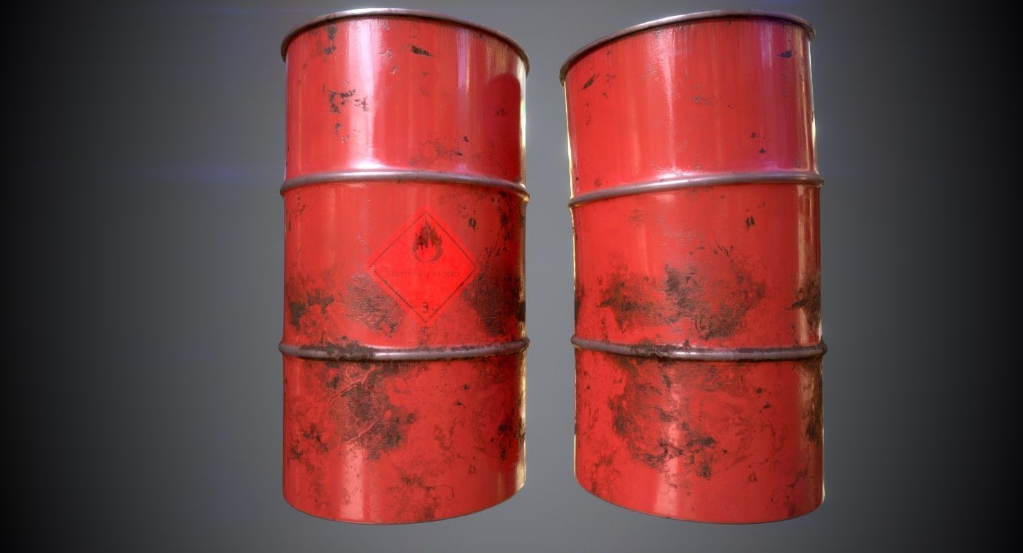 Oil Barrels Low-poly 3D model_2