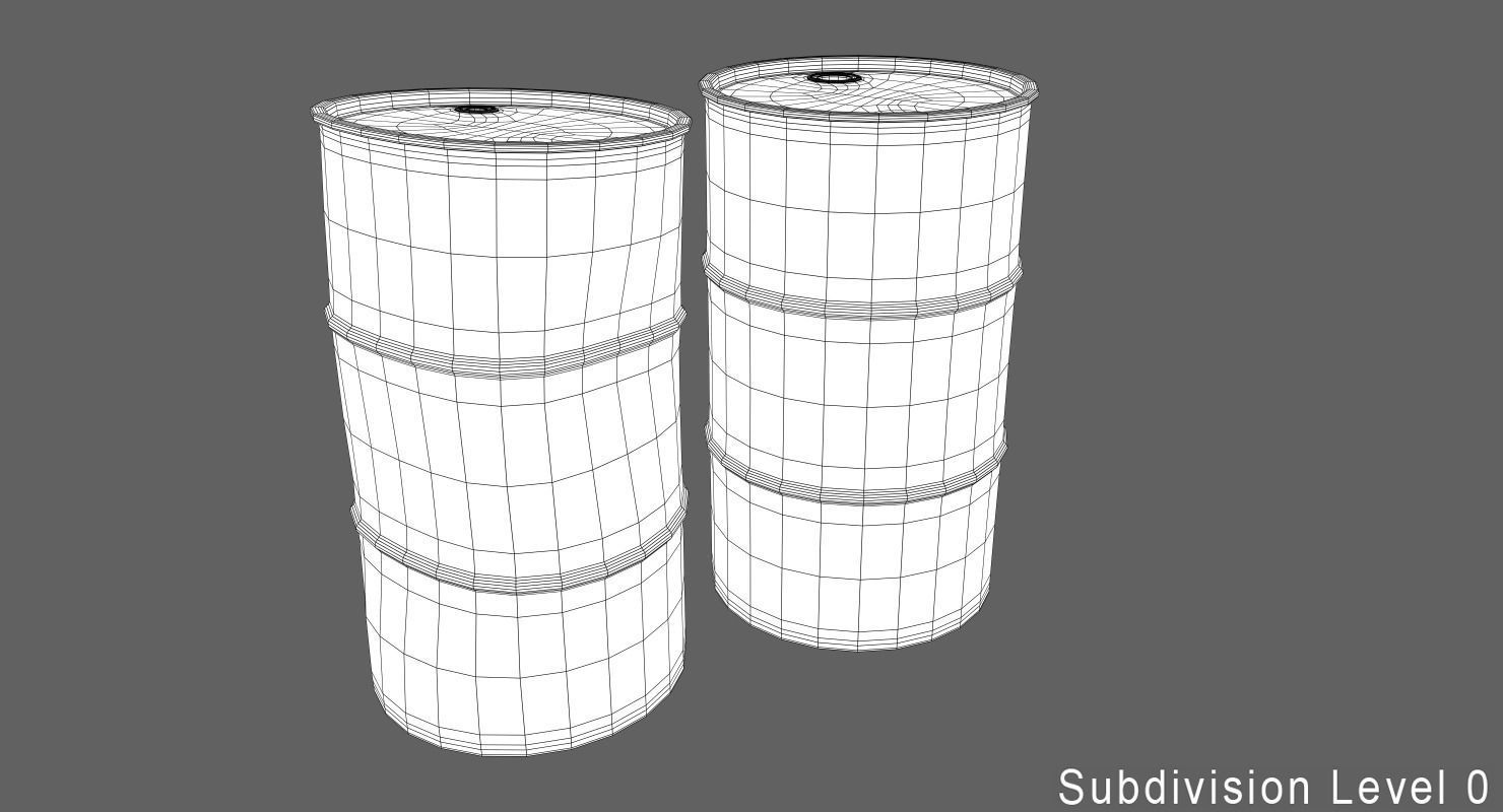 Oil Barrels Low-poly 3D model_6