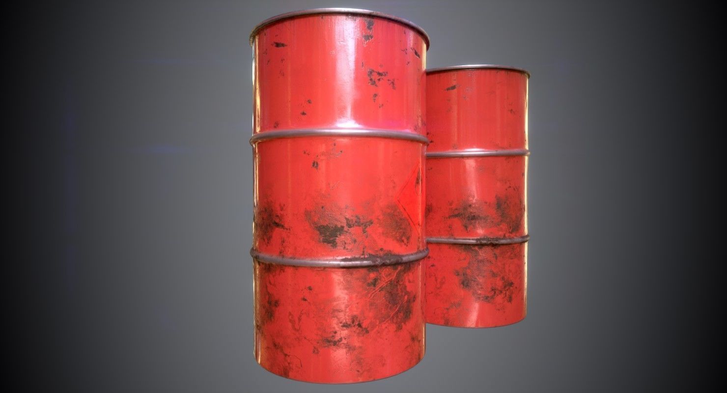 Oil Barrels Low-poly 3D model_3