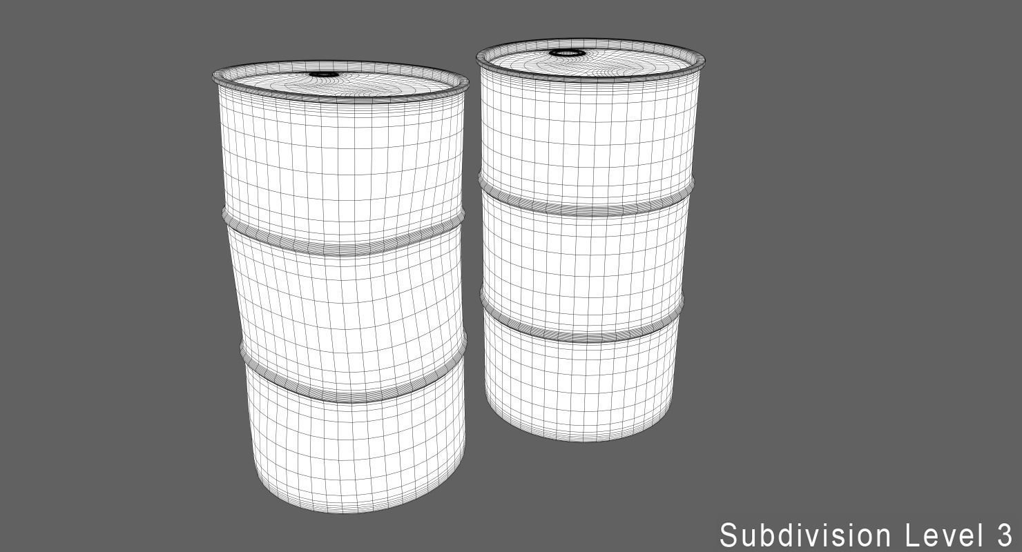 Oil Barrels Low-poly 3D model_7
