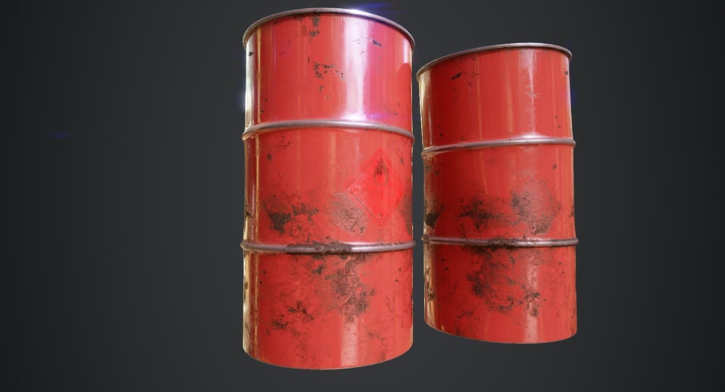 Oil Barrels Low-poly 3D model_1