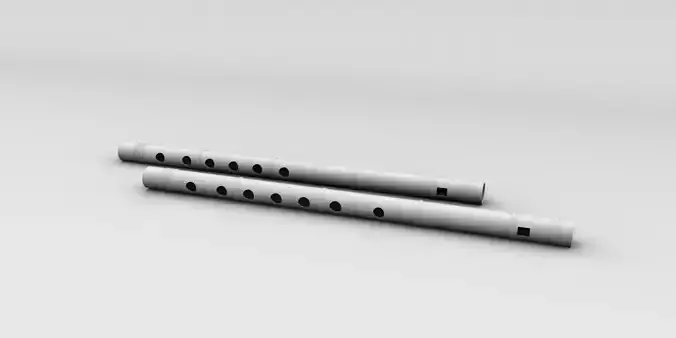 flute 3d model pair of metal rods
