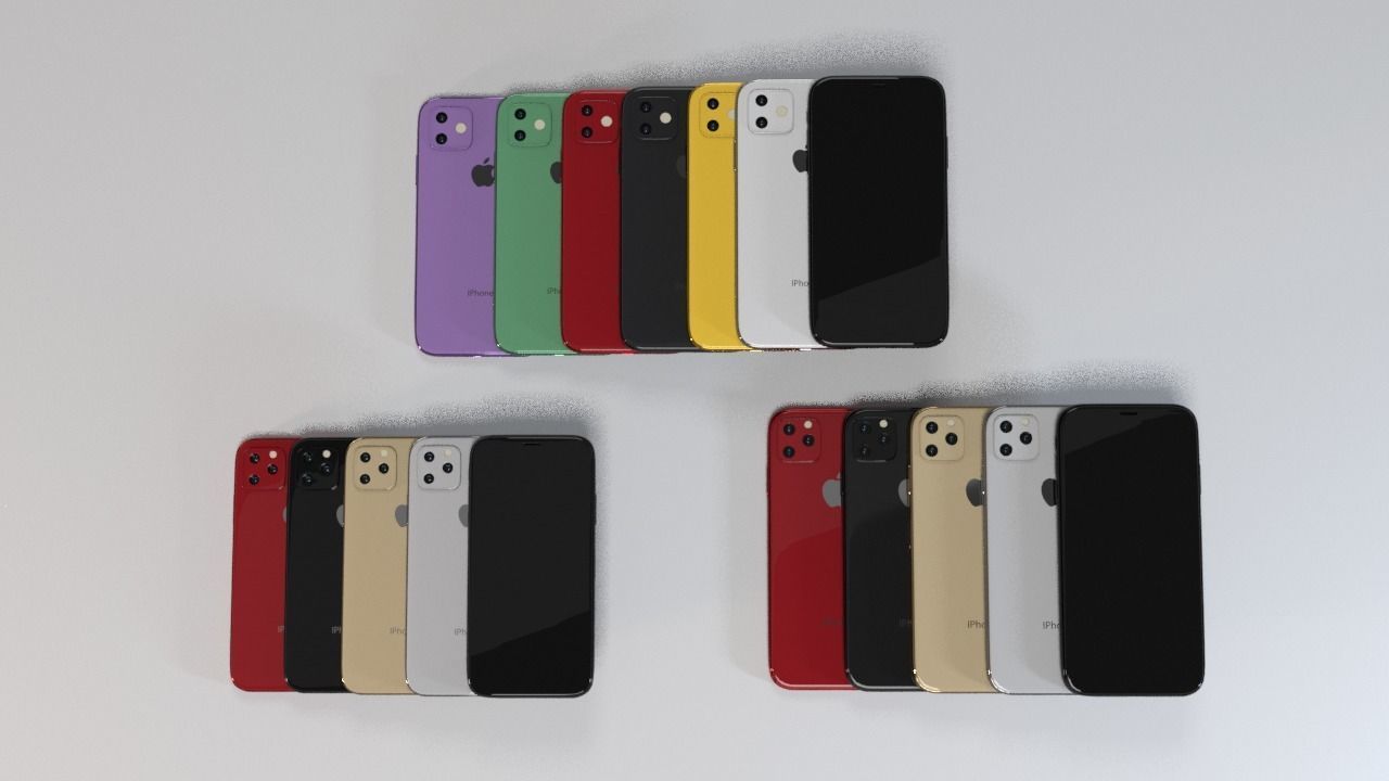 iPhone 11 iPhone 11 Pro iPhone 11 Pro Max In All Colors Bundle Low-poly 3D model_4