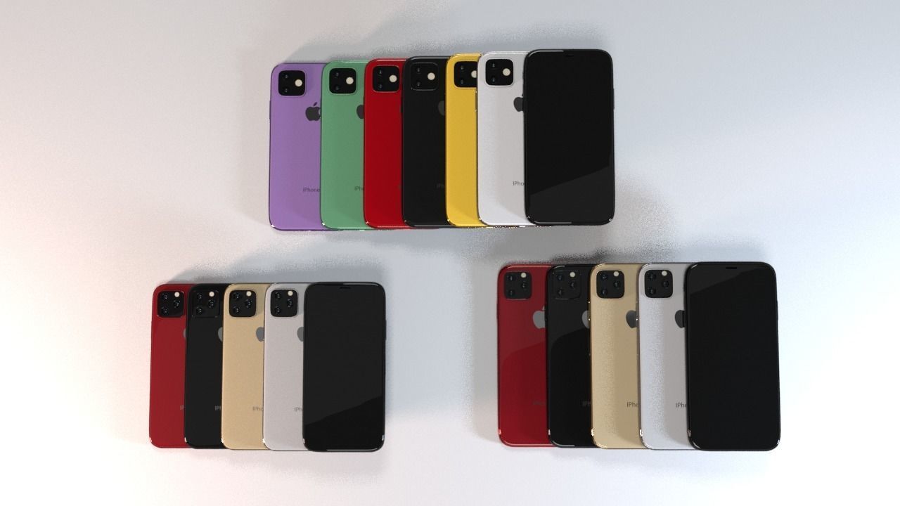 iPhone 11 iPhone 11 Pro iPhone 11 Pro Max In All Colors Bundle Low-poly 3D model_12