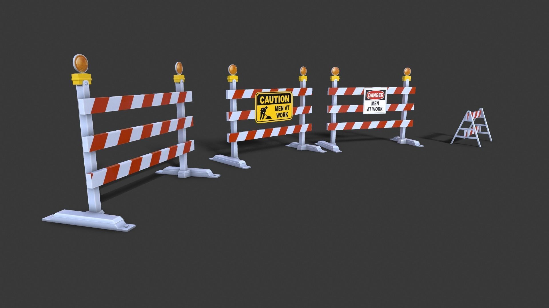 Street Props BARRICADES 3D model_6
