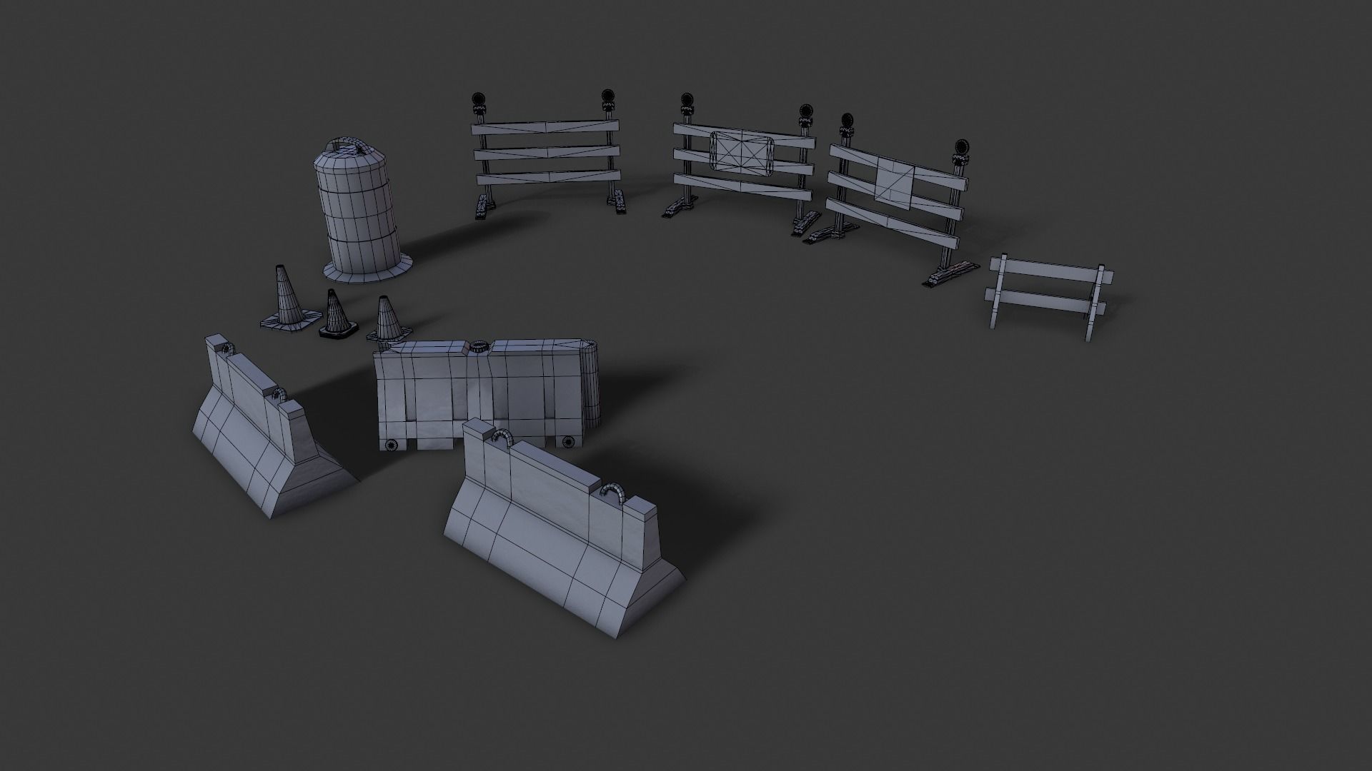 Street Props BARRICADES 3D model_9