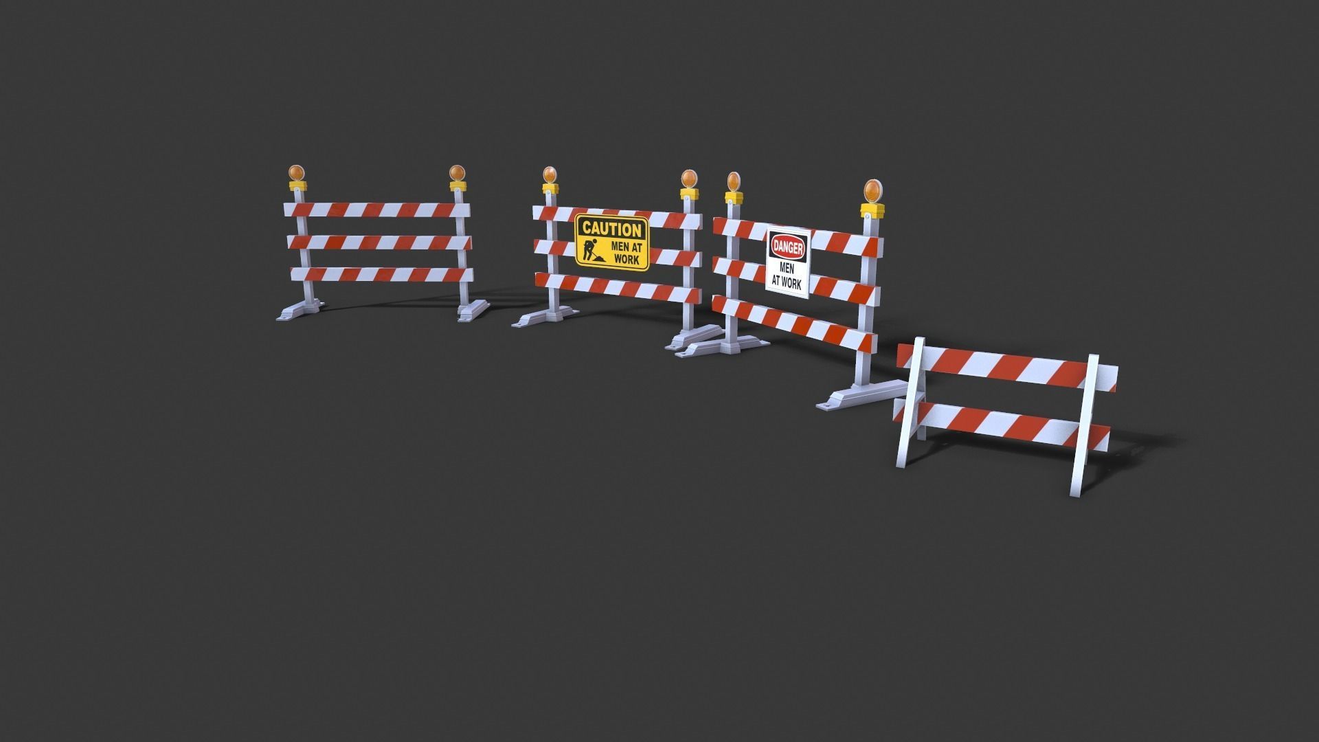 Street Props BARRICADES 3D model_5