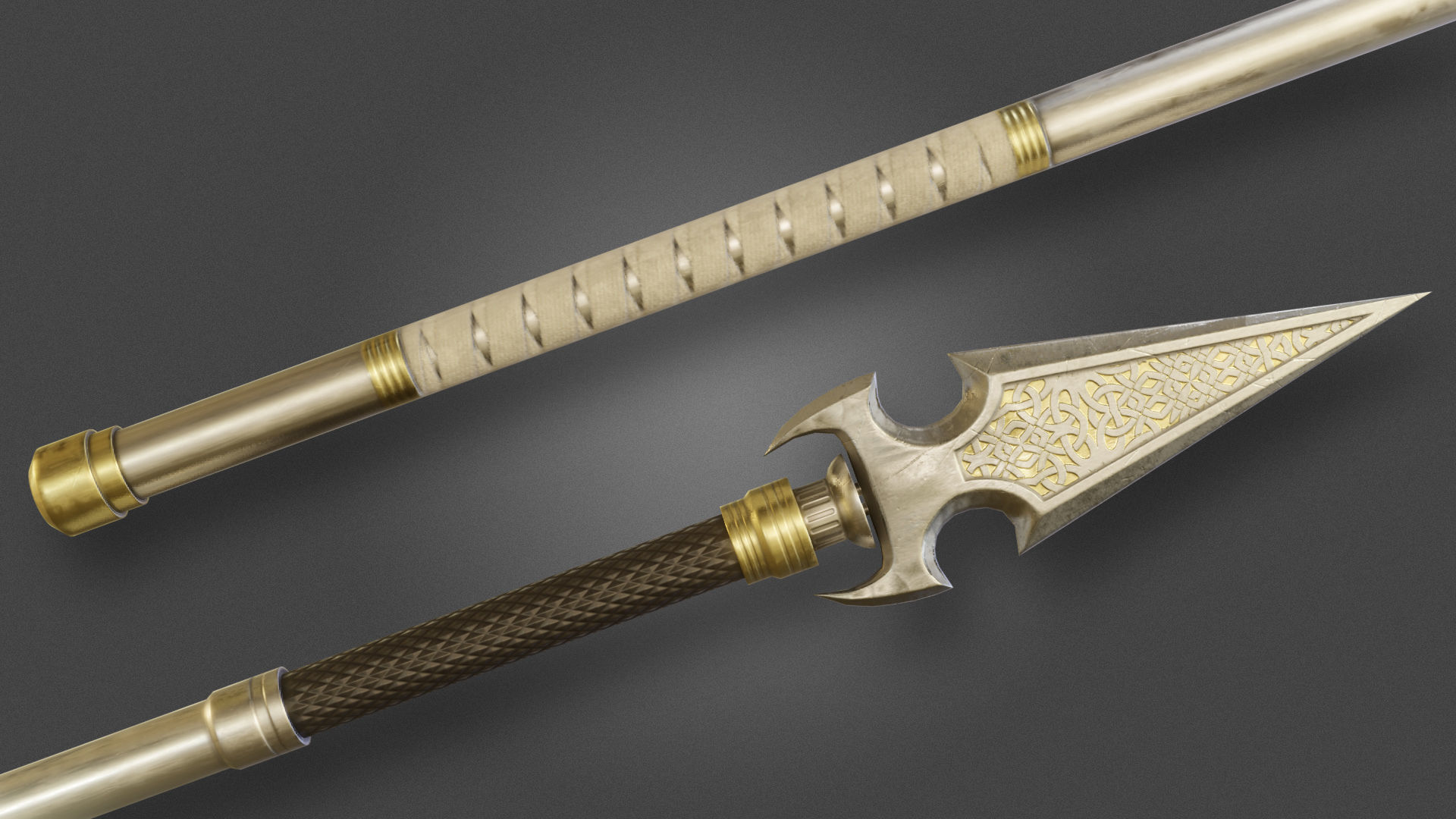 Ornate spear Free low-poly 3D model_2