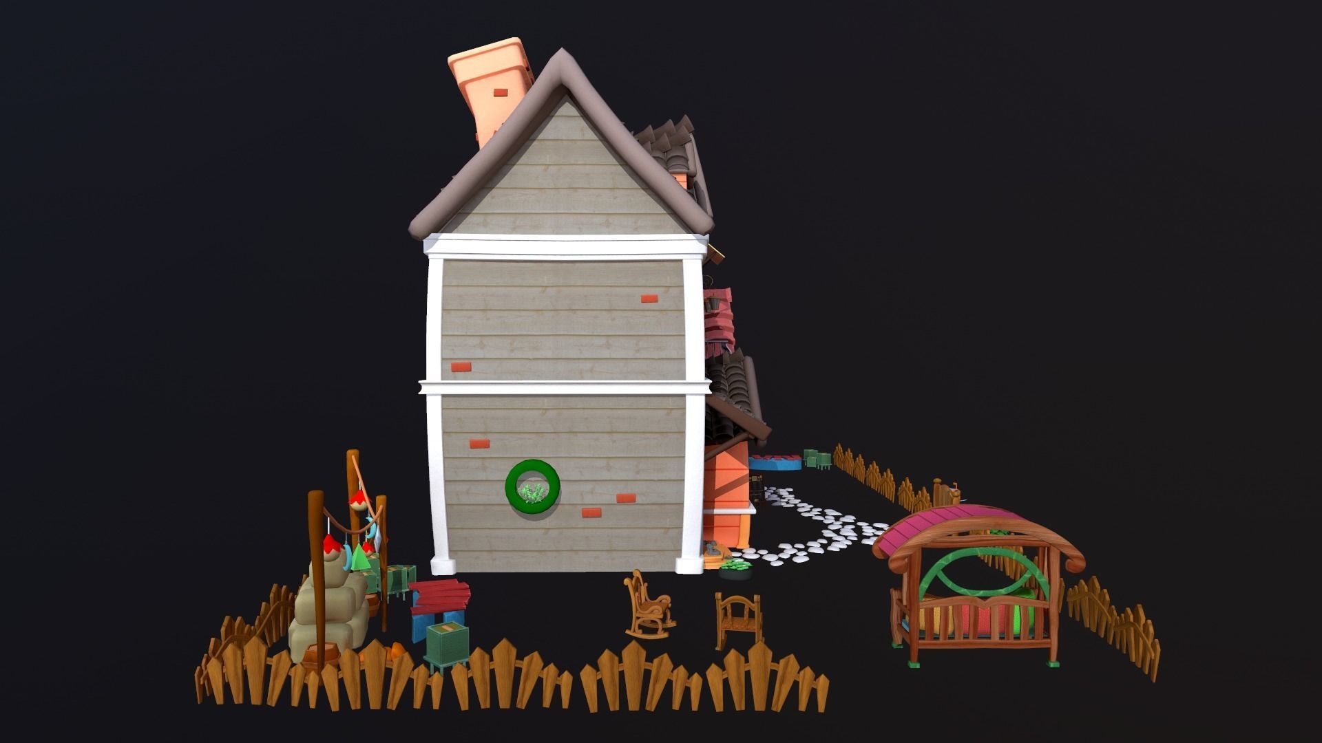 Asset - Cartoons - Background - House 3D model_3
