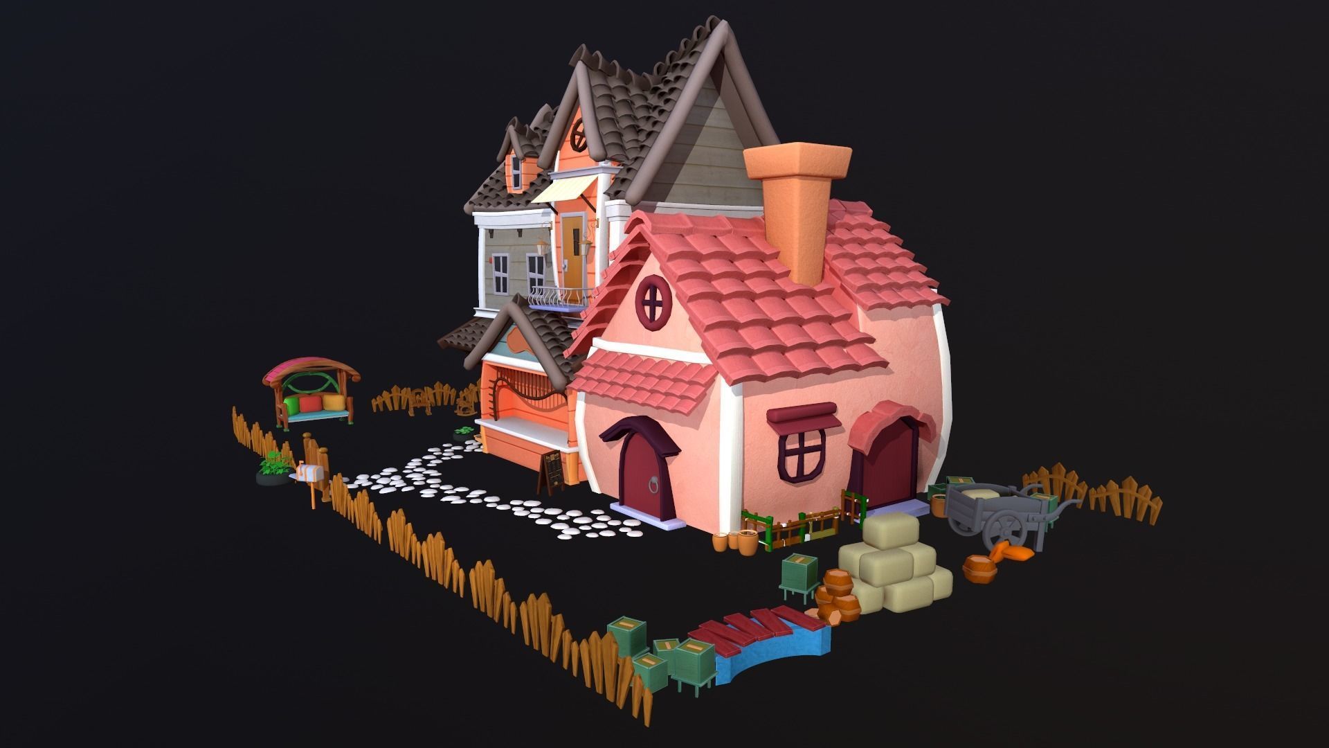 Asset - Cartoons - Background - House 3D model_8