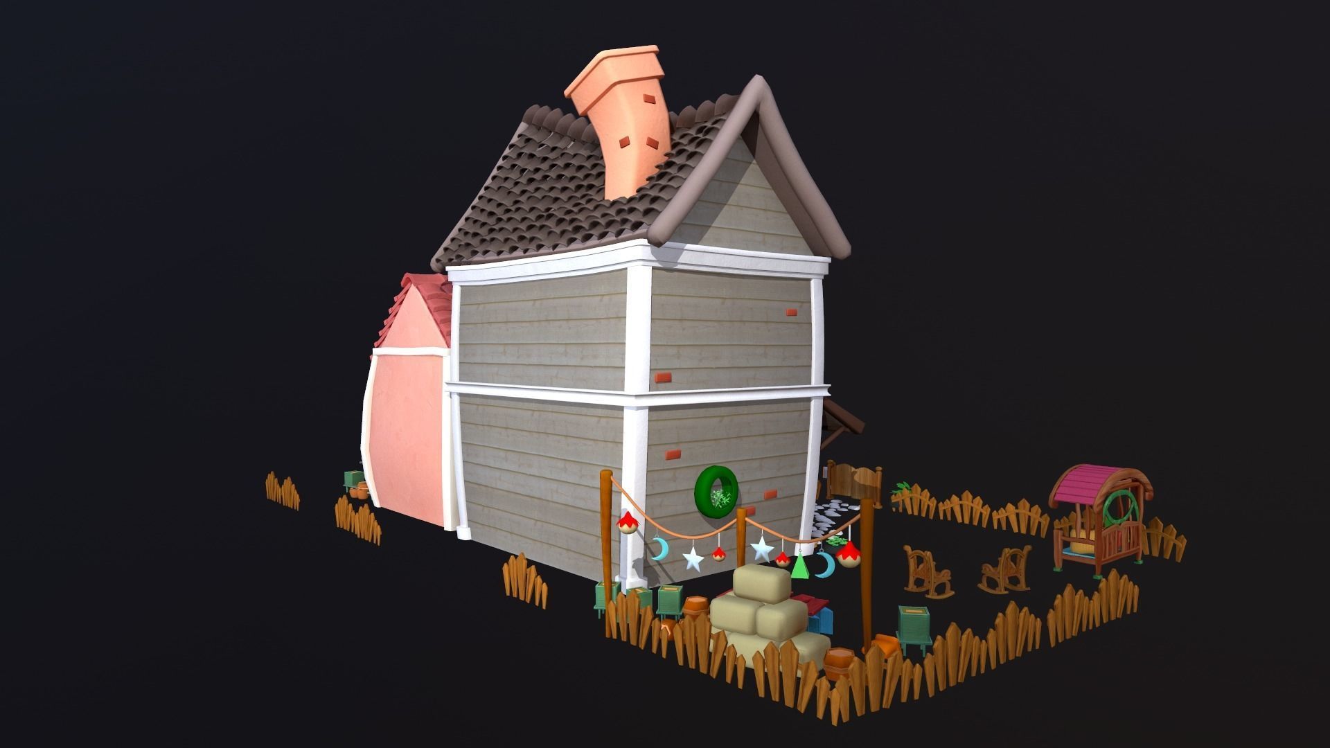 Asset - Cartoons - Background - House 3D model_4