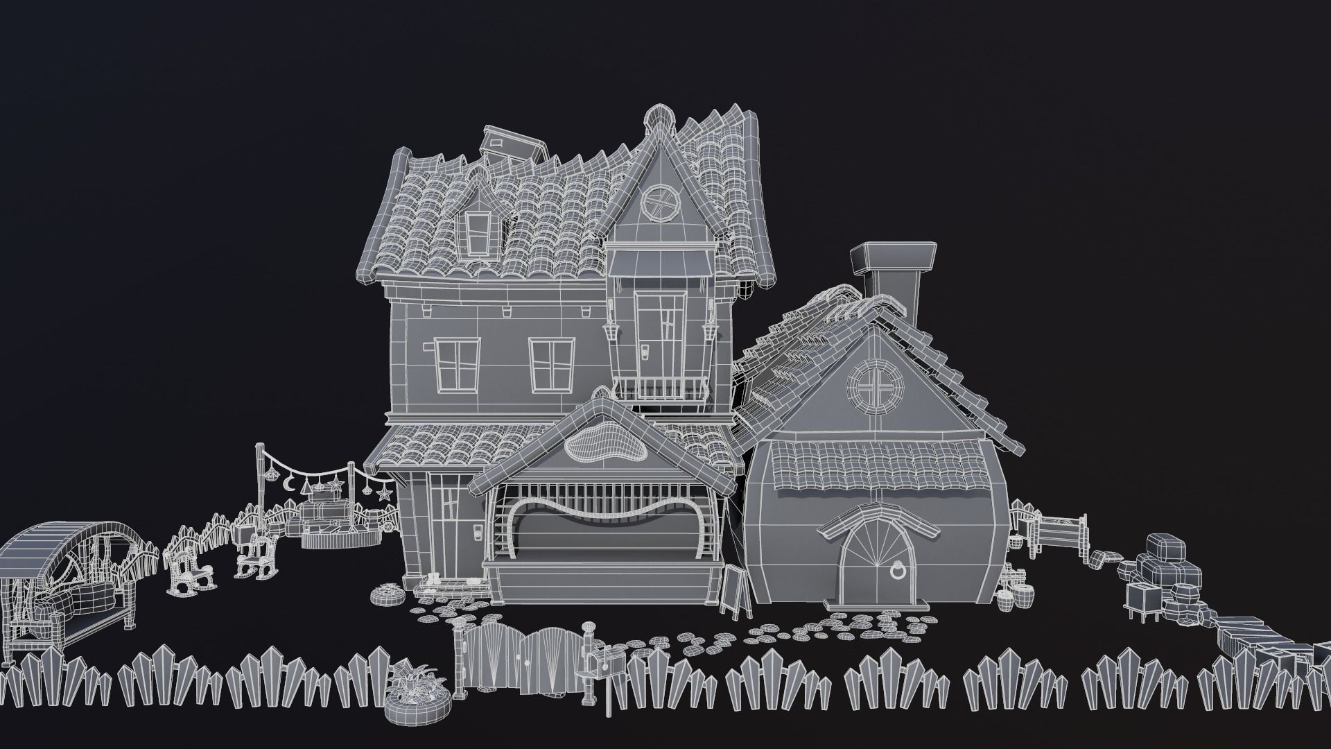 Asset - Cartoons - Background - House 3D model_9