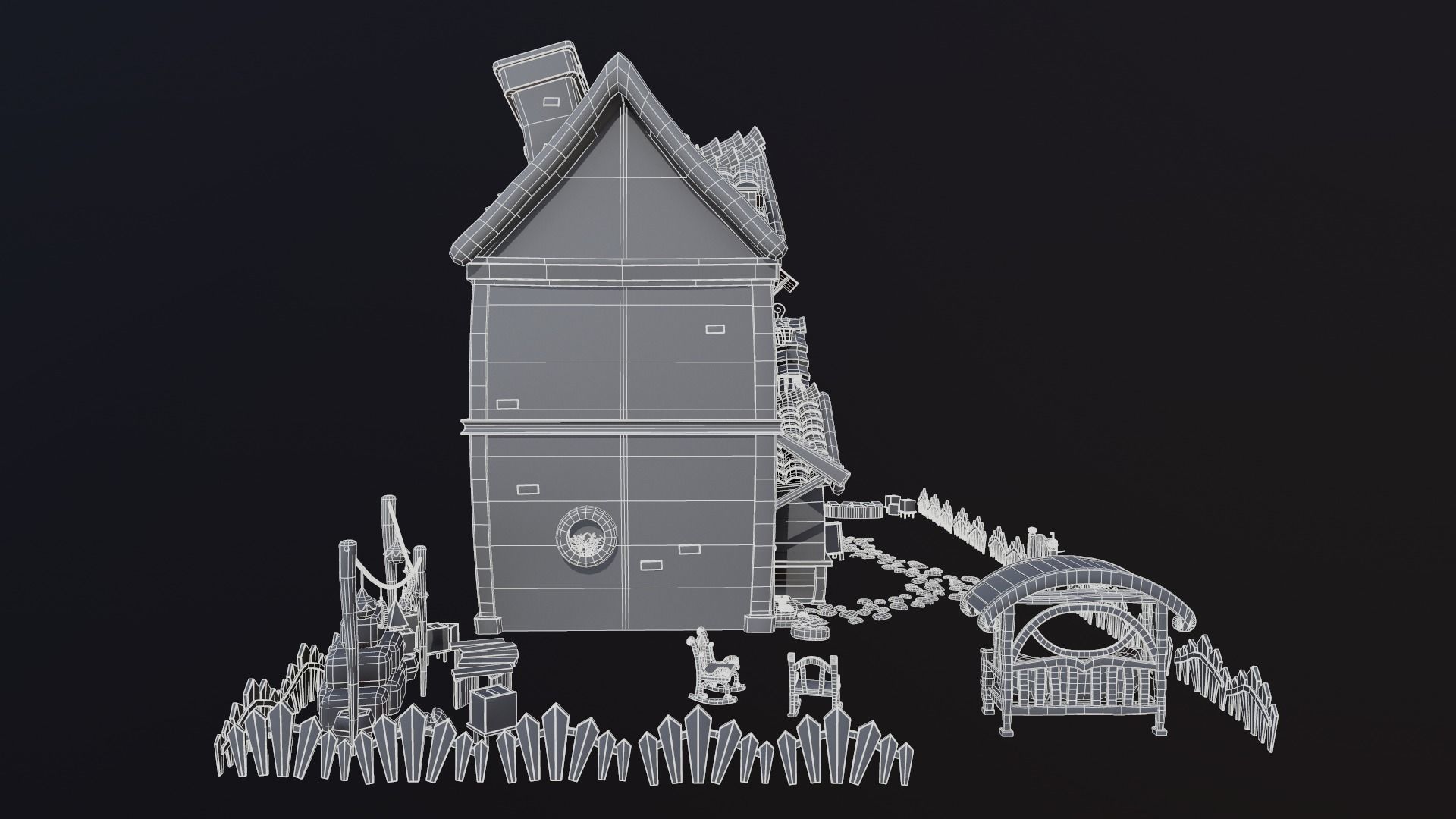 Asset - Cartoons - Background - House 3D model_11