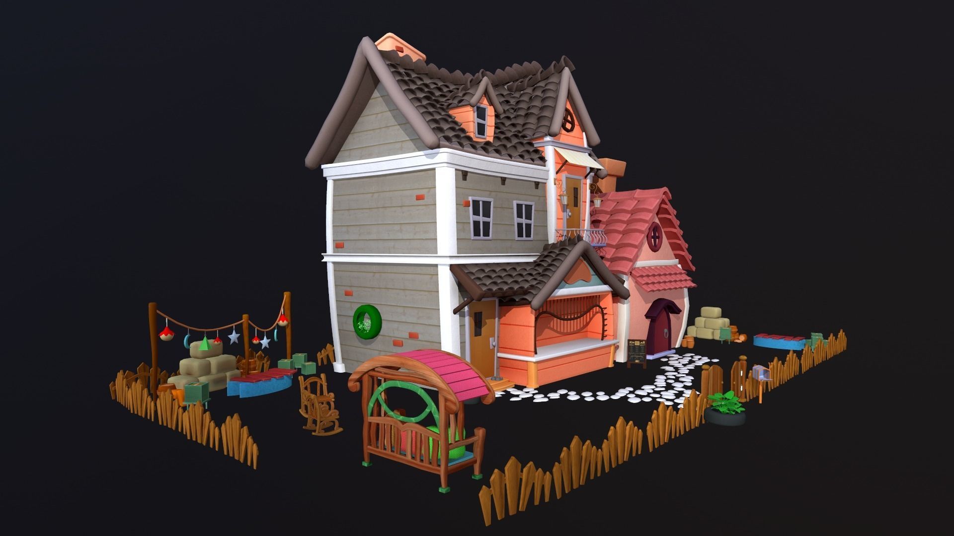 Asset - Cartoons - Background - House 3D model_2