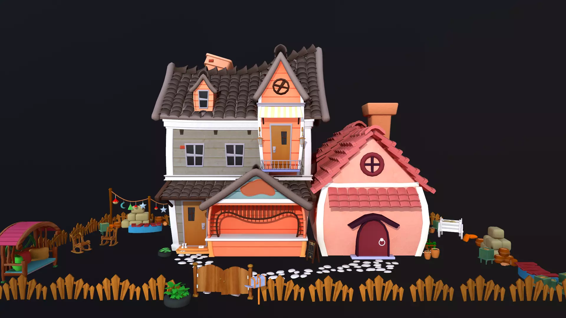 Asset - Cartoons - Background - House 3D model_0
