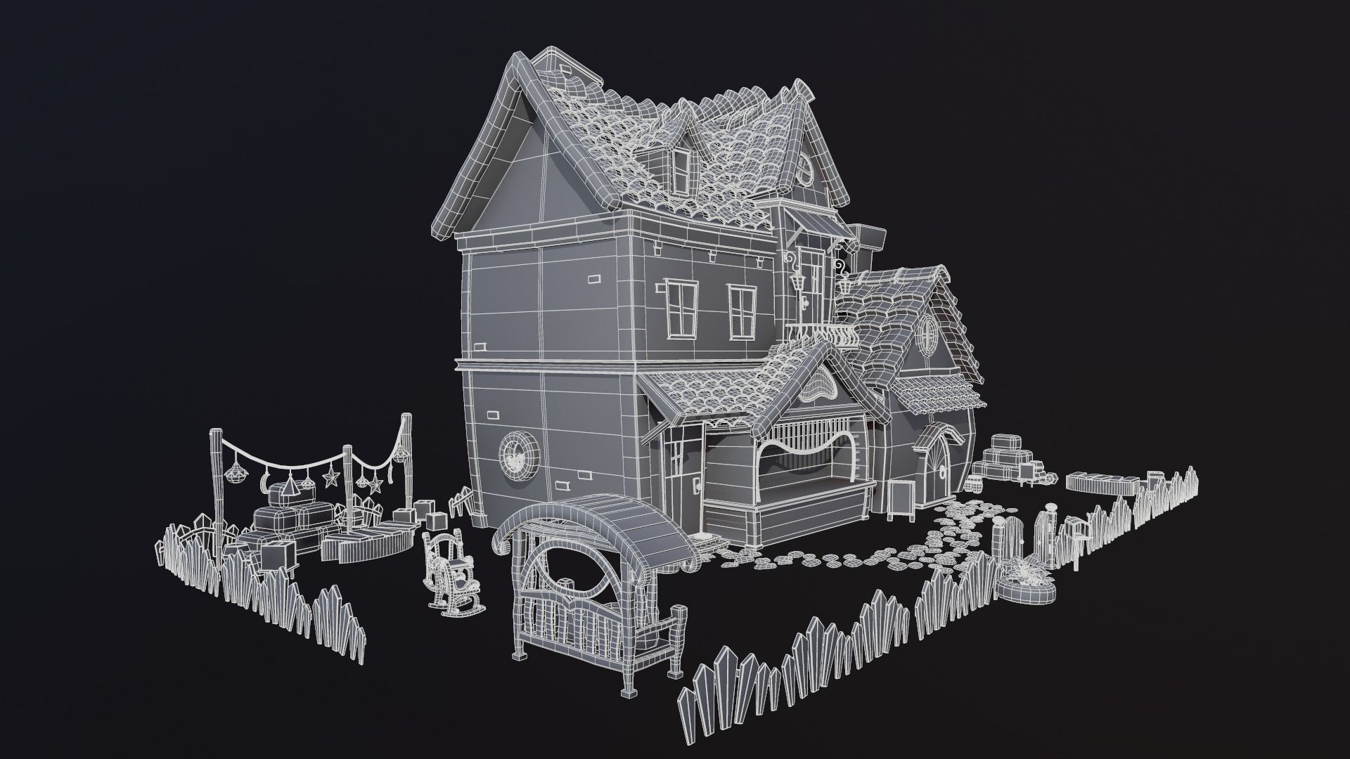 Asset - Cartoons - Background - House 3D model_10