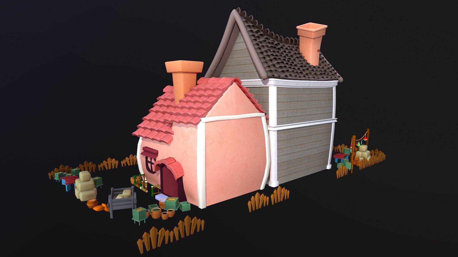 Asset - Cartoons - Background - House 3D model_5