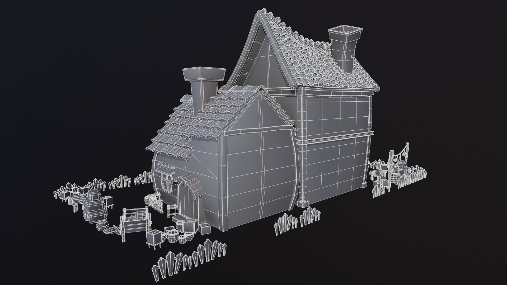 Asset - Cartoons - Background - House 3D model_14