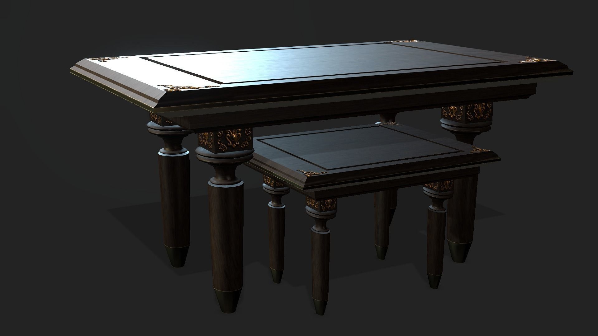 Gaming Props - Dinning Table Set Low-poly 3D model_7