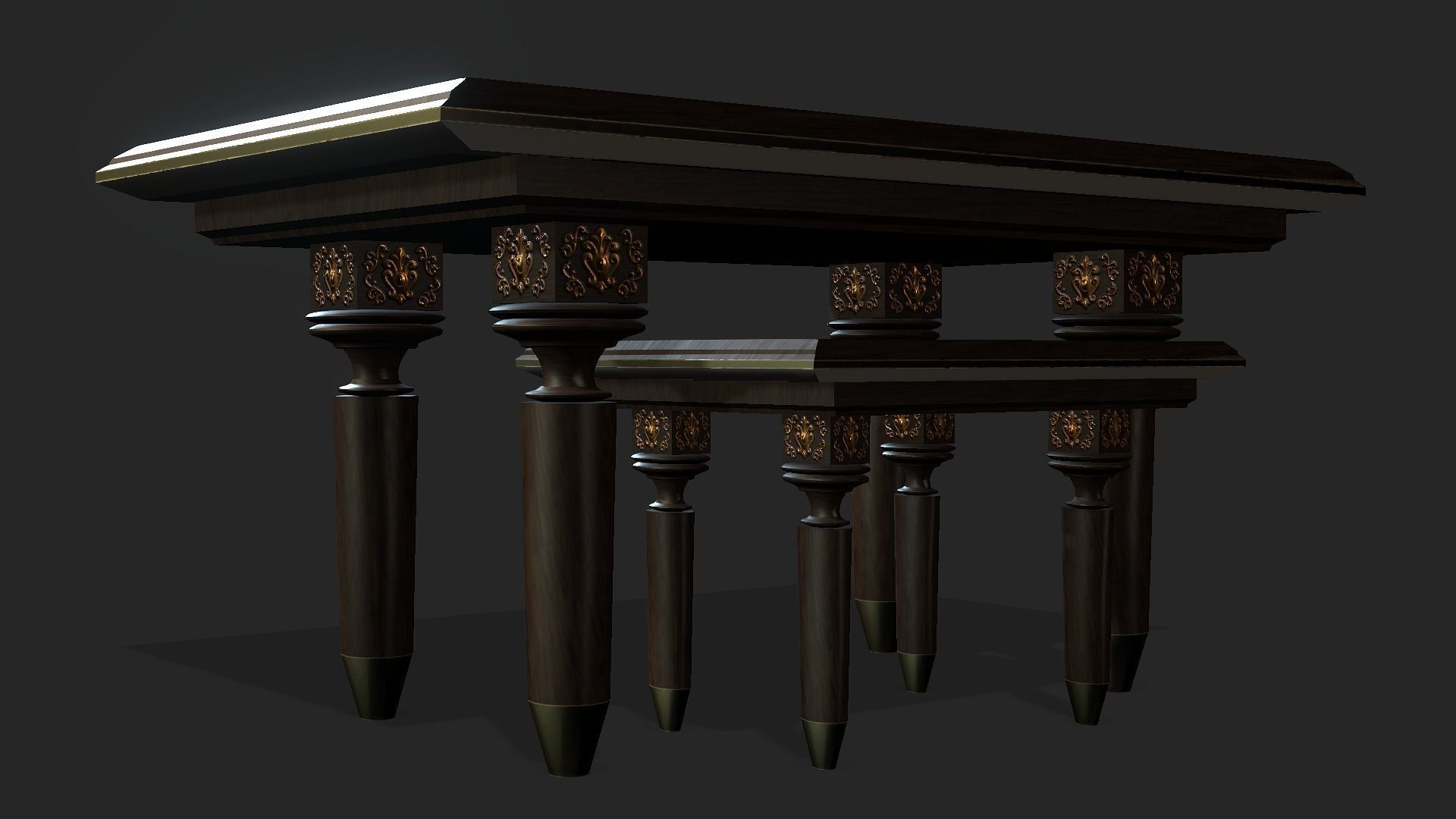 Gaming Props - Dinning Table Set Low-poly 3D model_4