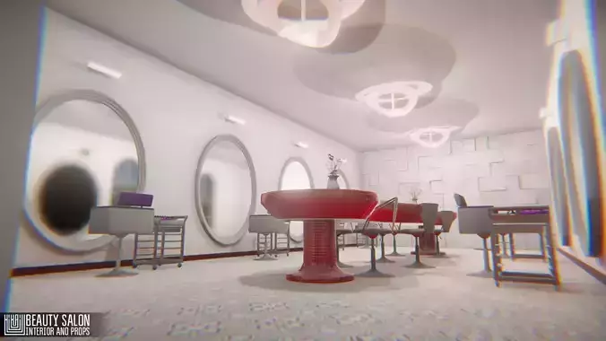Beauty salon - interior and props Low-poly 3D model