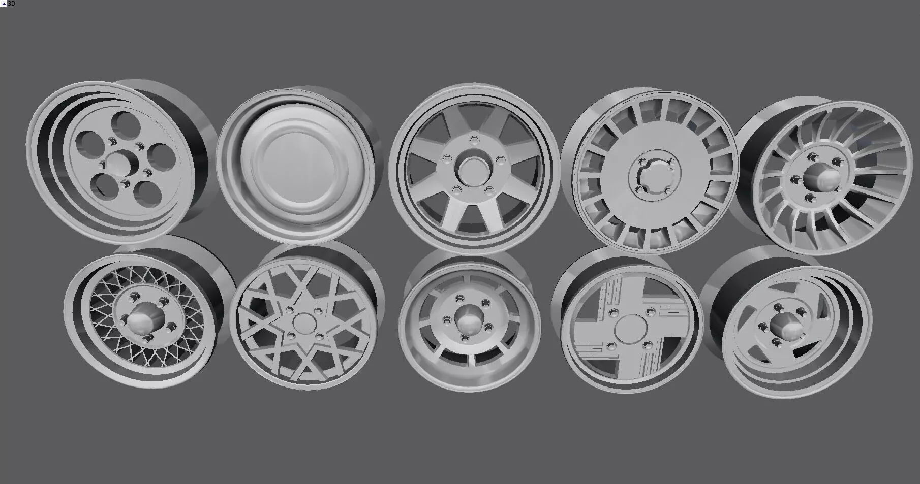 10 Rims Pack for Cars Low-poly 3D model