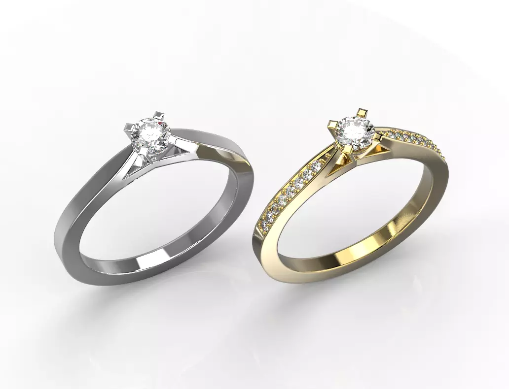 110415 R couple of classic engagement rings 3D print model