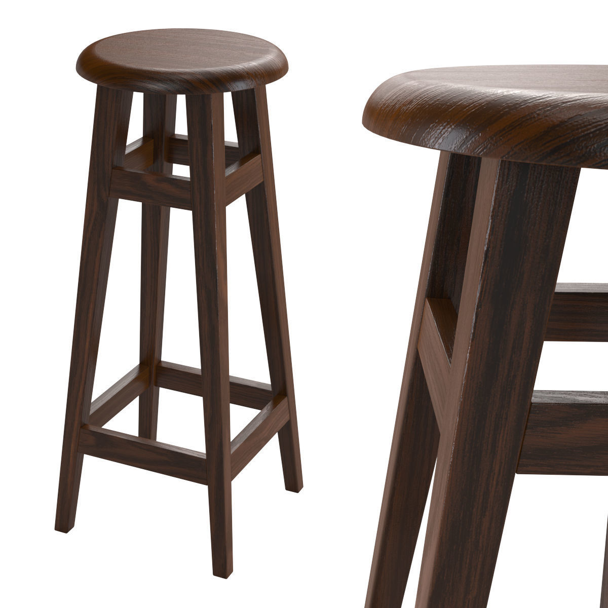 Bar stool wooden 3D model CGTrader