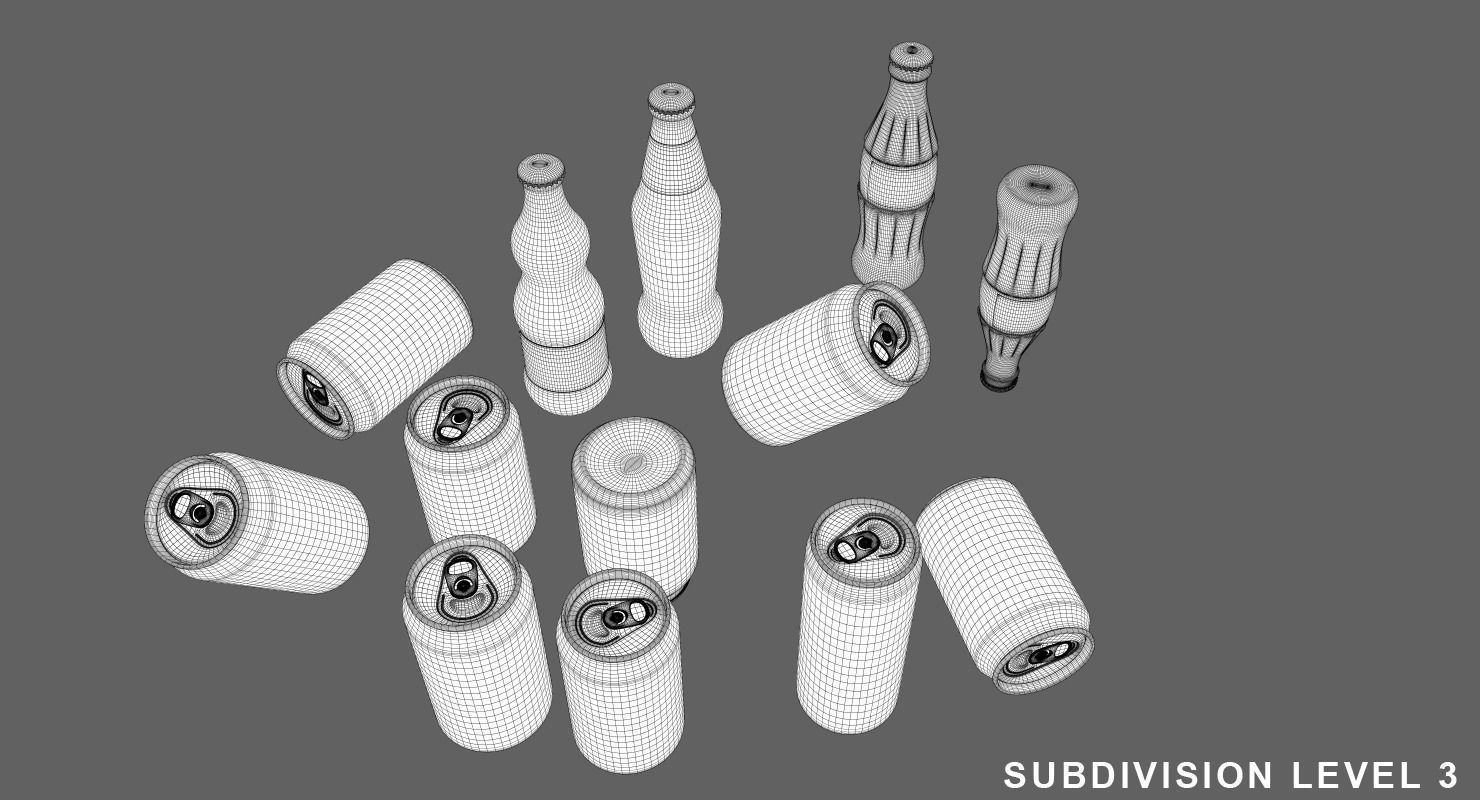 Cans and Bottles Pack Low-poly 3D model_6