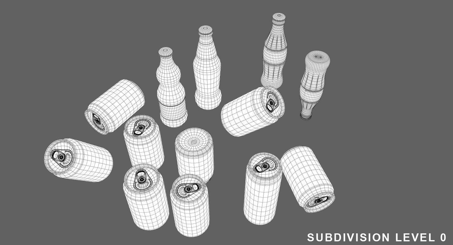 Cans and Bottles Pack Low-poly 3D model_5