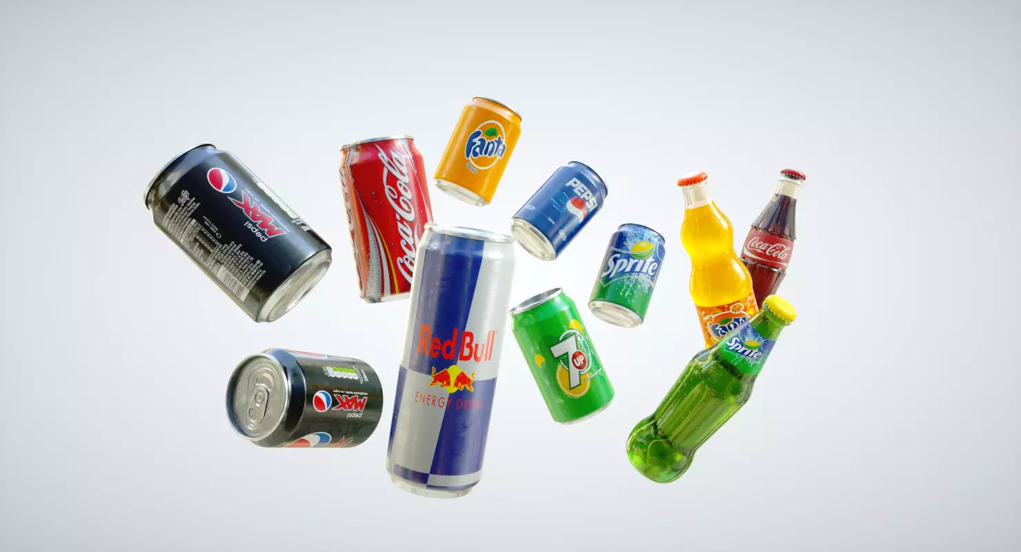 Cans and Bottles Pack Low-poly 3D model_0