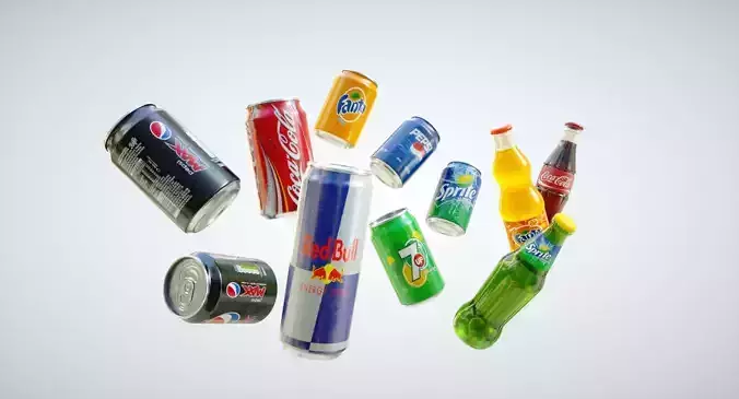 Cans and Bottles Pack Low-poly 3D model