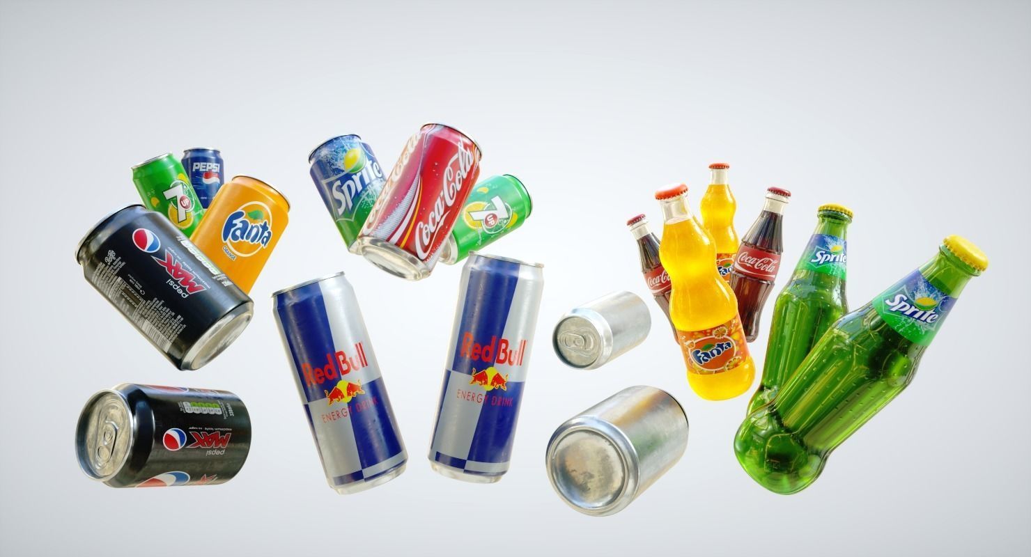 Cans and Bottles Pack Low-poly 3D model_1