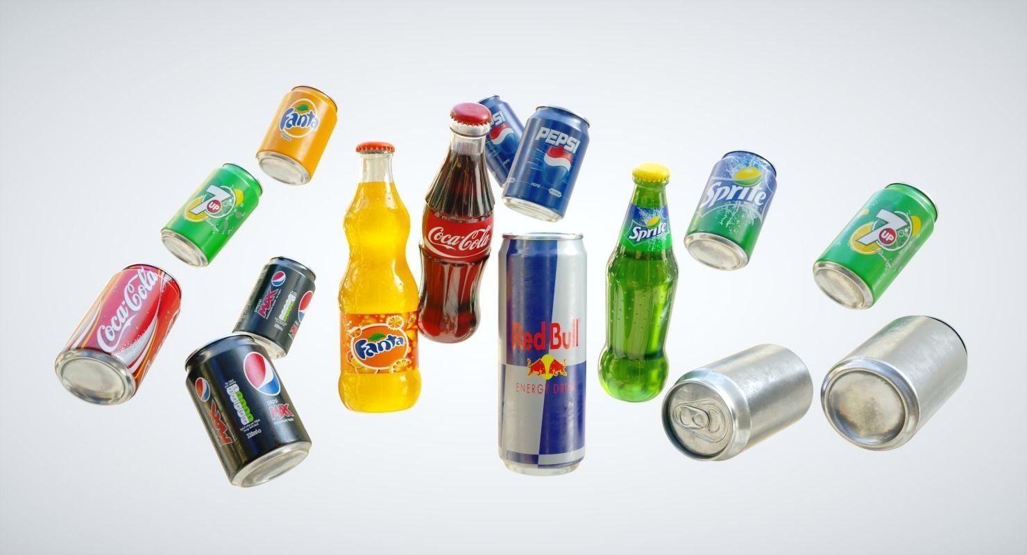 Cans and Bottles Pack Low-poly 3D model_2