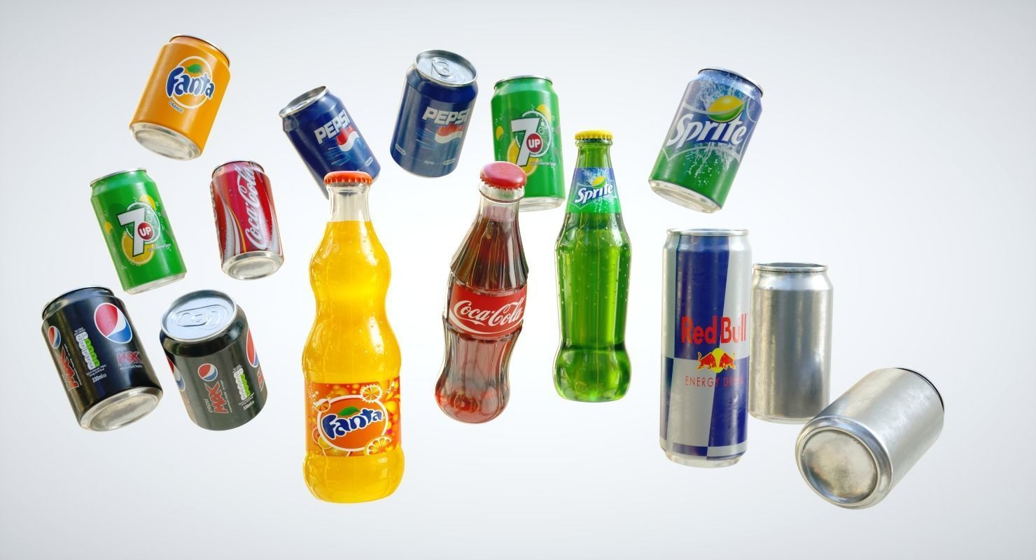 Cans and Bottles Pack Low-poly 3D model_3